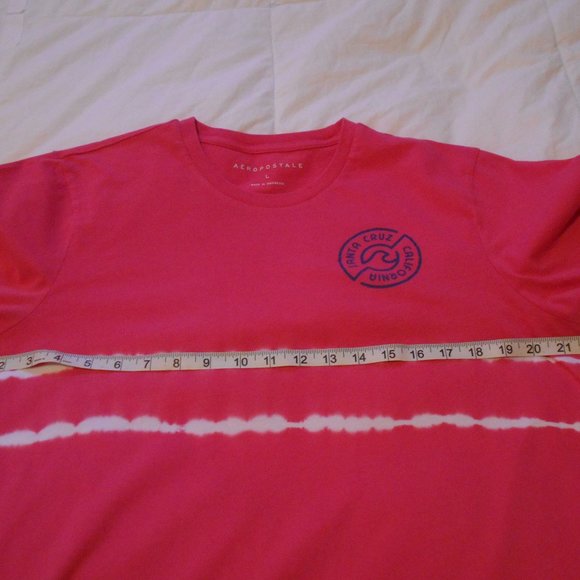 Aeropostale Crew T-Shirt L Tie Dye Hot Pink White - Picture 9 of 16
